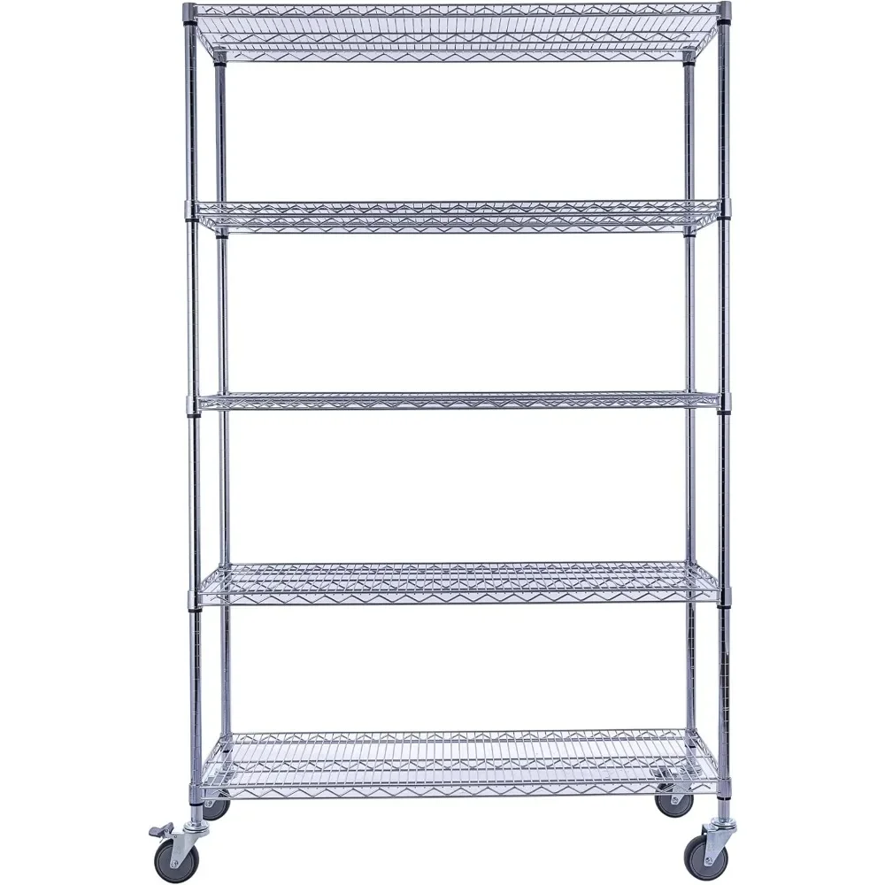 

48"x18"x72" Chrome 5-Tier PREMIUM Wire Shelving NSF 4000 LBS MAX CAPACITY Heavy Duty Steel Storage Rack for Warehouses