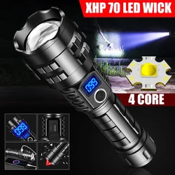 2000LM Powerful XHP70 Led Flashlight USB Rechargeable Torch Tactical Light Strong Power Bank 18650 Battery Powered Camping Lamp