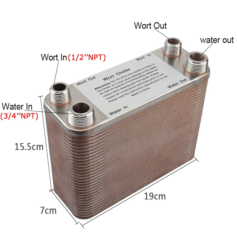 60 Plate Heat Exchanger Beer Wort Chiller Cooler 304 Stainless Steel 1/2\