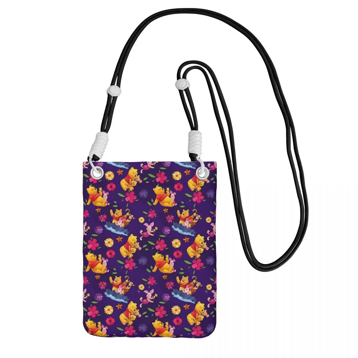 

Custom Winnie The Pooh Mobile Phone Bag for Traveling Women Men Bear Cartoon Small Crossbody Purse Smart Phone Wallet With Strap