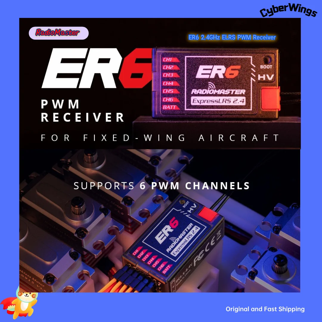 RadioMaster ER6 2.4GHz ELRS PWM Receiver for Fixed-Wing
