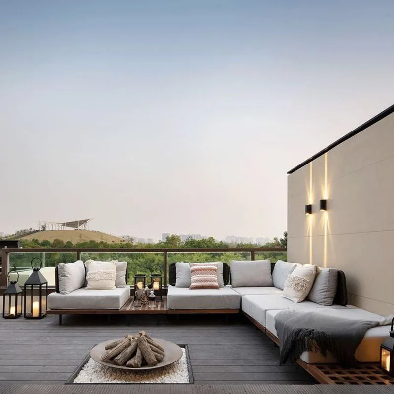 

Outdoor teak sofa villa courtyard waterproof high-end furniture outdoor terrace garden leisure sofa combination