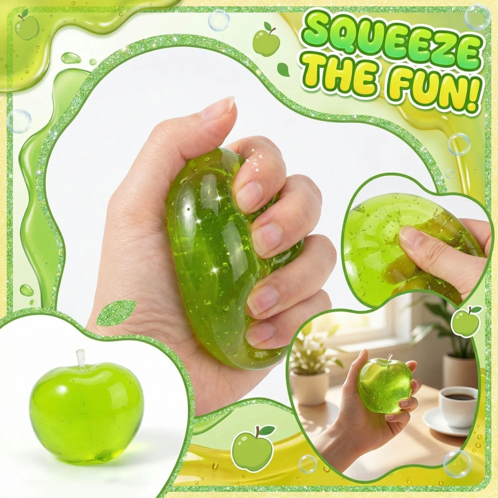 Cute Green Apple Squeeze Toy Soft Stress Relief Anxiety Relief Fidget Toy Portable Desk Decor Sensory Play Sensory Toy