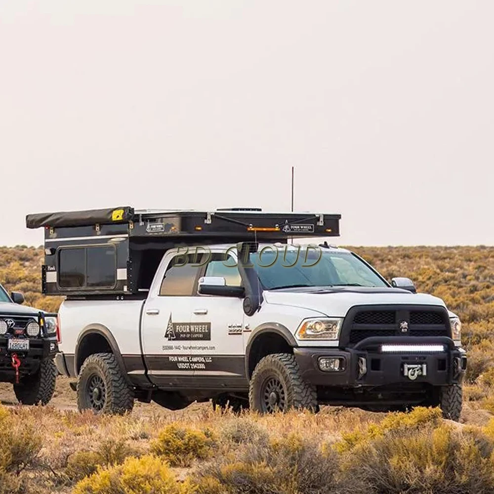 

Modern 4x4 Pop-Up Truck Camper For Pickup Lightweight Fiberglass RV Luxury Bathroom Waterproof Expanded Design For 4 Person