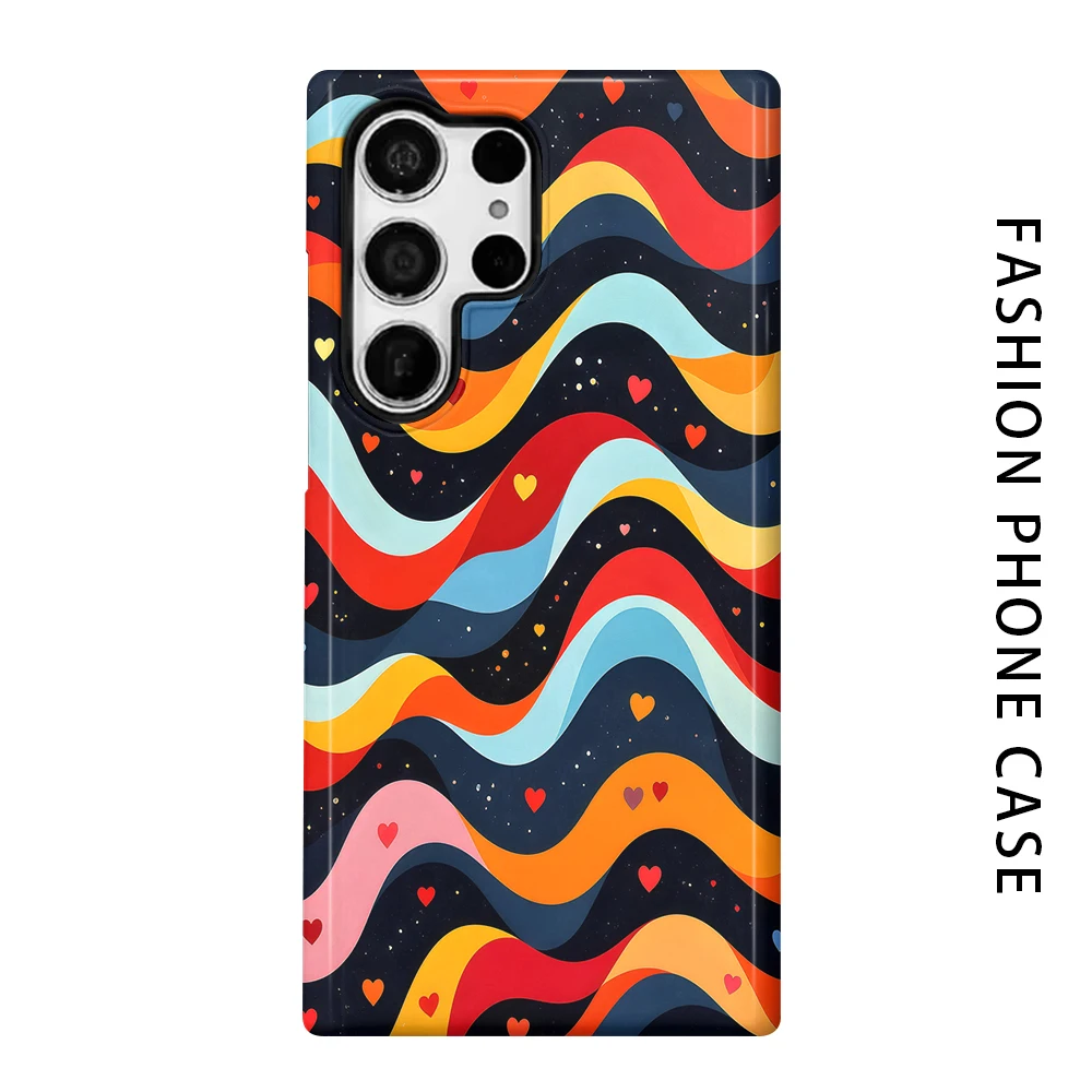 Starry Wave Heart Phone Case for For Samsung Galaxy S26 S25 S24 S23 S20 FE A56 A36 Ultra Glossy HD Hard Cover Film Shell