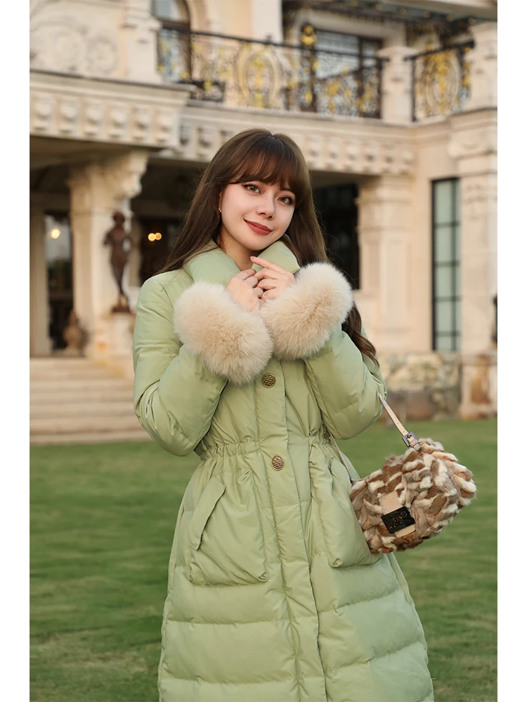 

Зимнее пальто MR WATER с меховым воротником, средней длины, на одной пуговице, с регулировкой на талии, винтажное, для повседневной носки, теплое