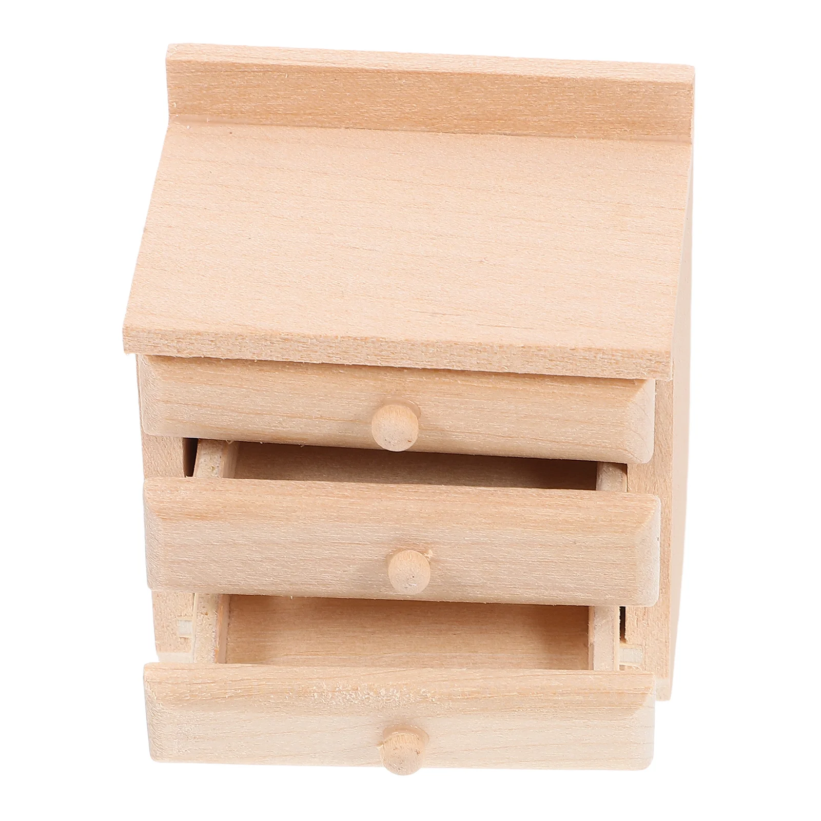 House Furniture Nightstands Decor Mini Drawer Cabinet Miniature Bedside Table Wooden Decoration Ornament Model