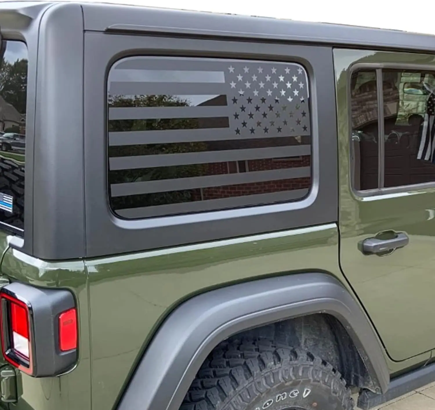 

Rear Window American Flag Decal Compatible with for Jeep Wrangler JL JLU 2007-2017 2018 (4-Door Version) Precut Back Side Window