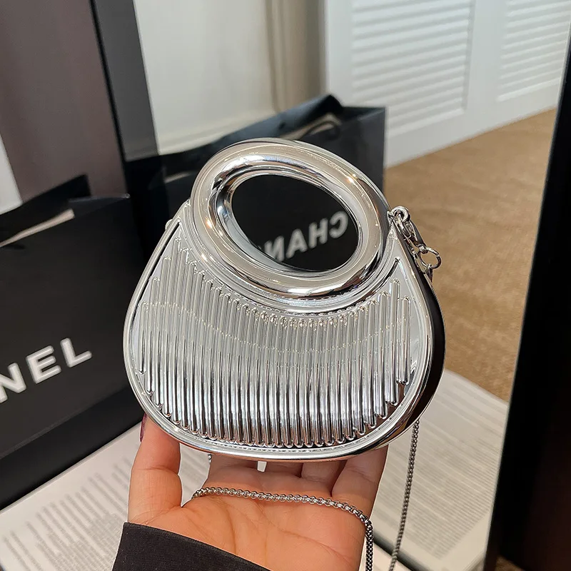 

Designer Silver Gold Evening Clutch Bag Female Shiny Acrylic Saddle Crossbody Mini Coin Purse Trend Lady Lipstick Pack Red Bolso