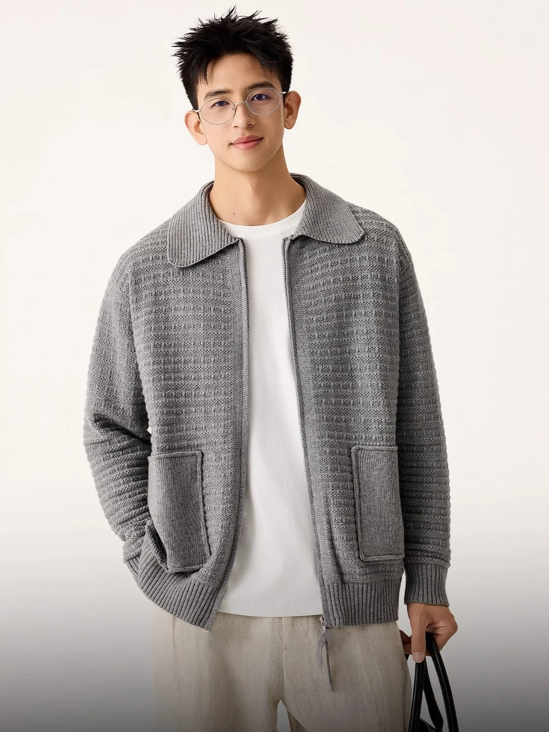 

Large Size Vintage Soft Collar Open Cardigan Sweater Men's Autumn Winter Commute Casual Unique Floral Heavyweight Jaet