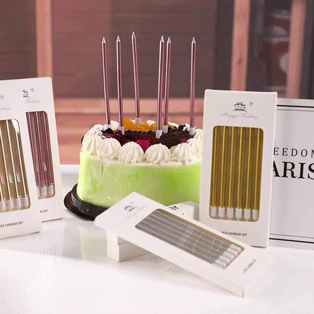 6/18pcs Metal Gold Silver Birthday Candles DIY Colorful Cake DecorasWedding Baby Shower Supplies Color Cake Topper 2025 NEW