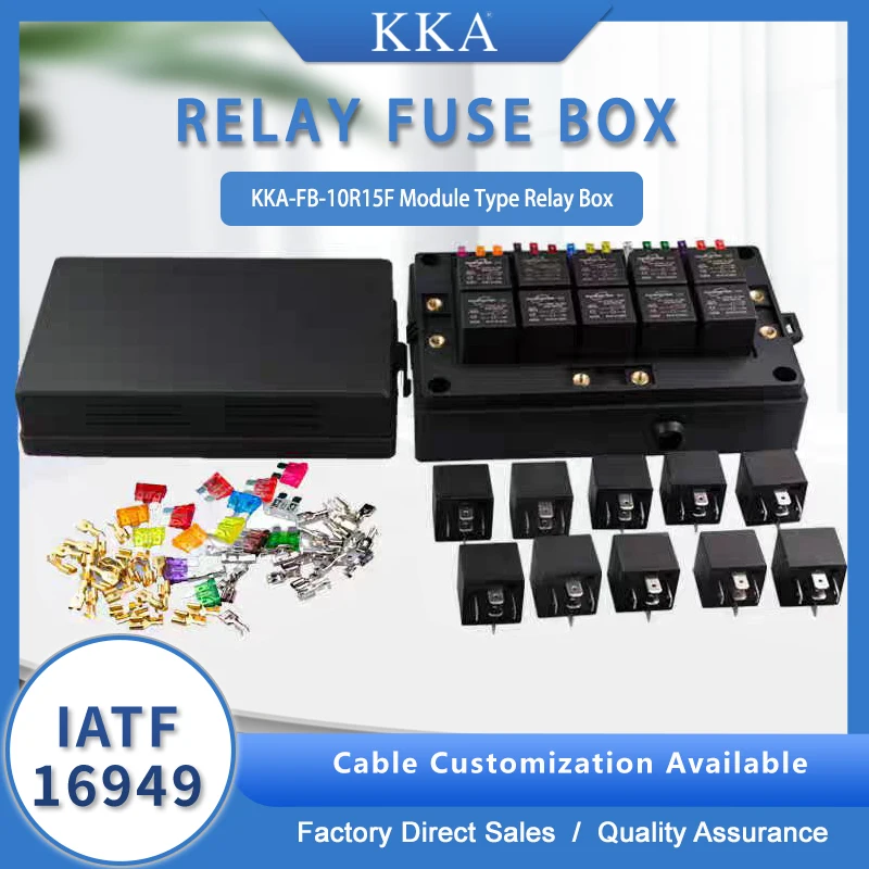 KKA-FB-10R15F Automotive Relay Fuse Box For Auto Electric System, DIY Car Fuse Box, Module Control Box