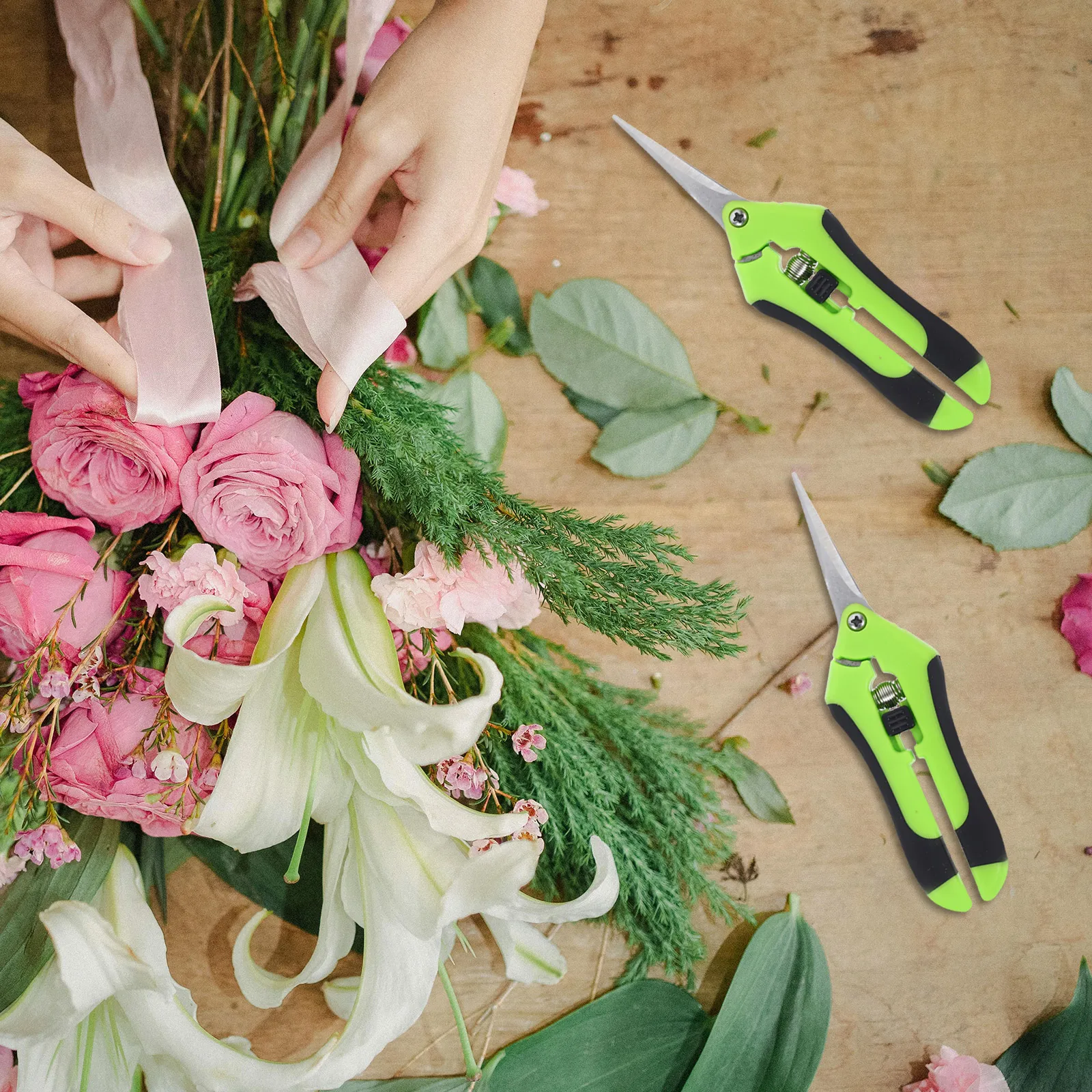 

5pcs Garden Pruning Shears Stainless Steel Plastic Compact Lightweight Tool for Branches Hedges Orchards Gardening Scissors