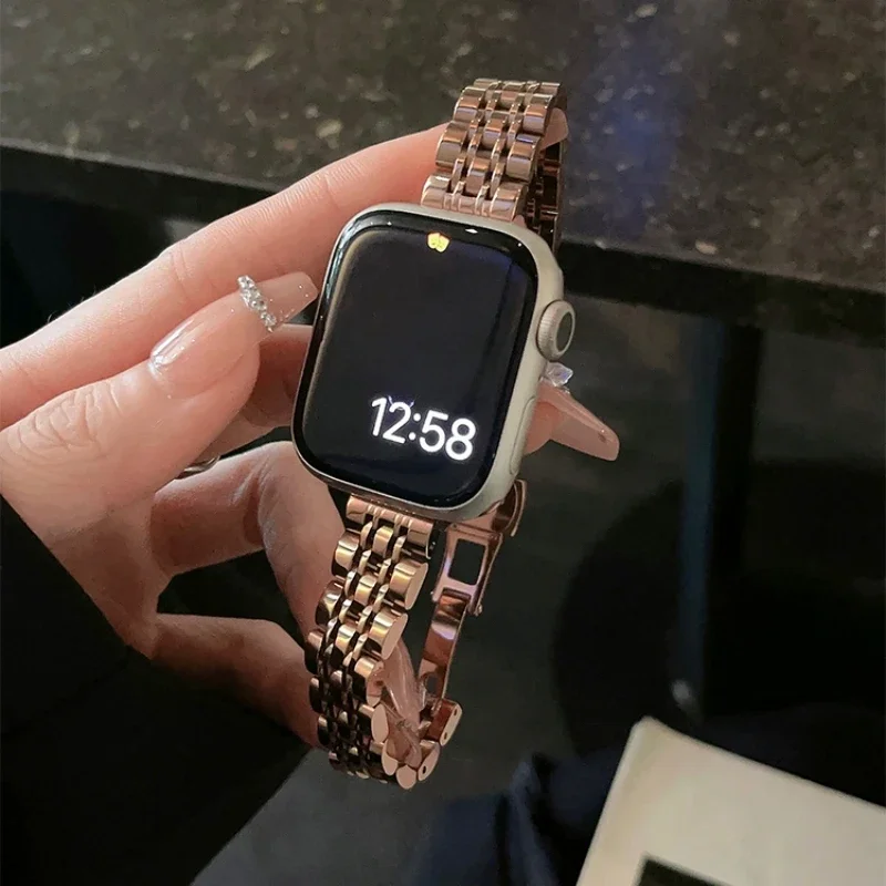 Stainless Steel Watch Band for Apple Watch Series 9876SE54321Ultra ,for iWatch 45/41mm 38/40mm 42/44/49mm Slim Metal Bracelet