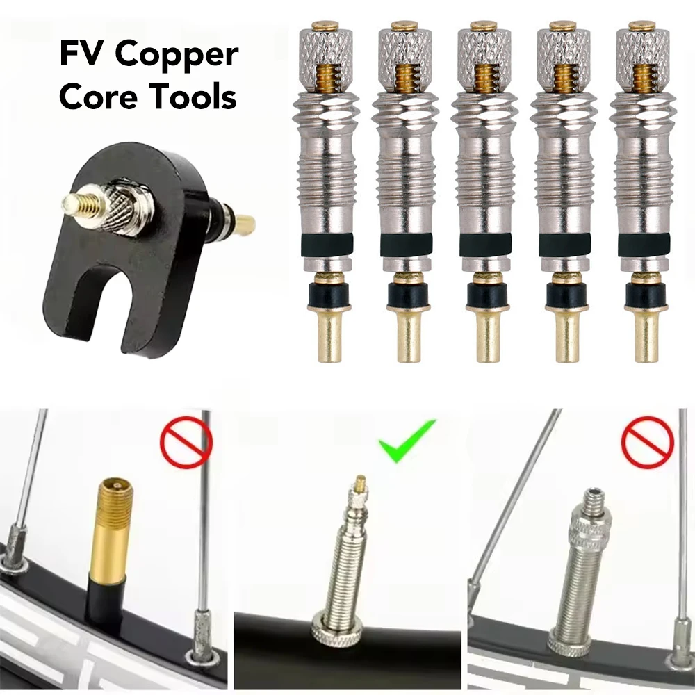 2/6/12Pcs Bicycle Removable Presta Valve Core Bike Replacement Brass Tubeless Core Remover Tool for Tubeless for Road MTB Bike