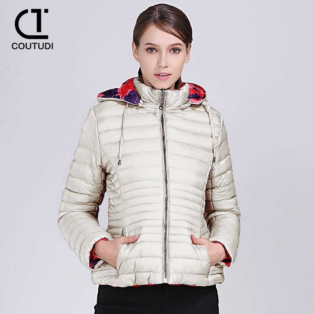 COUTUDI-Two-sided Coat for Women, Loose Parkas, Female Windbreaker, Sports Jackets, Winter Outwear, Plus Size