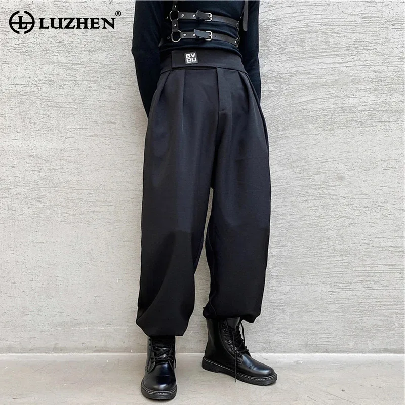 

LUZHEN Trendy Elegant Pleated Splicing Design Harem Pants Original Plain New Men's Street High Quality Fashion Trousers LZ3296