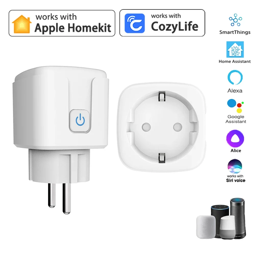 HomeKit-wifi EUスマートソケット、ハイパワーアウトレット、アプリリモートコントロール、タイマープラグ、alexa、Google、Apple、Siri、16a、ac 100-240vで動作