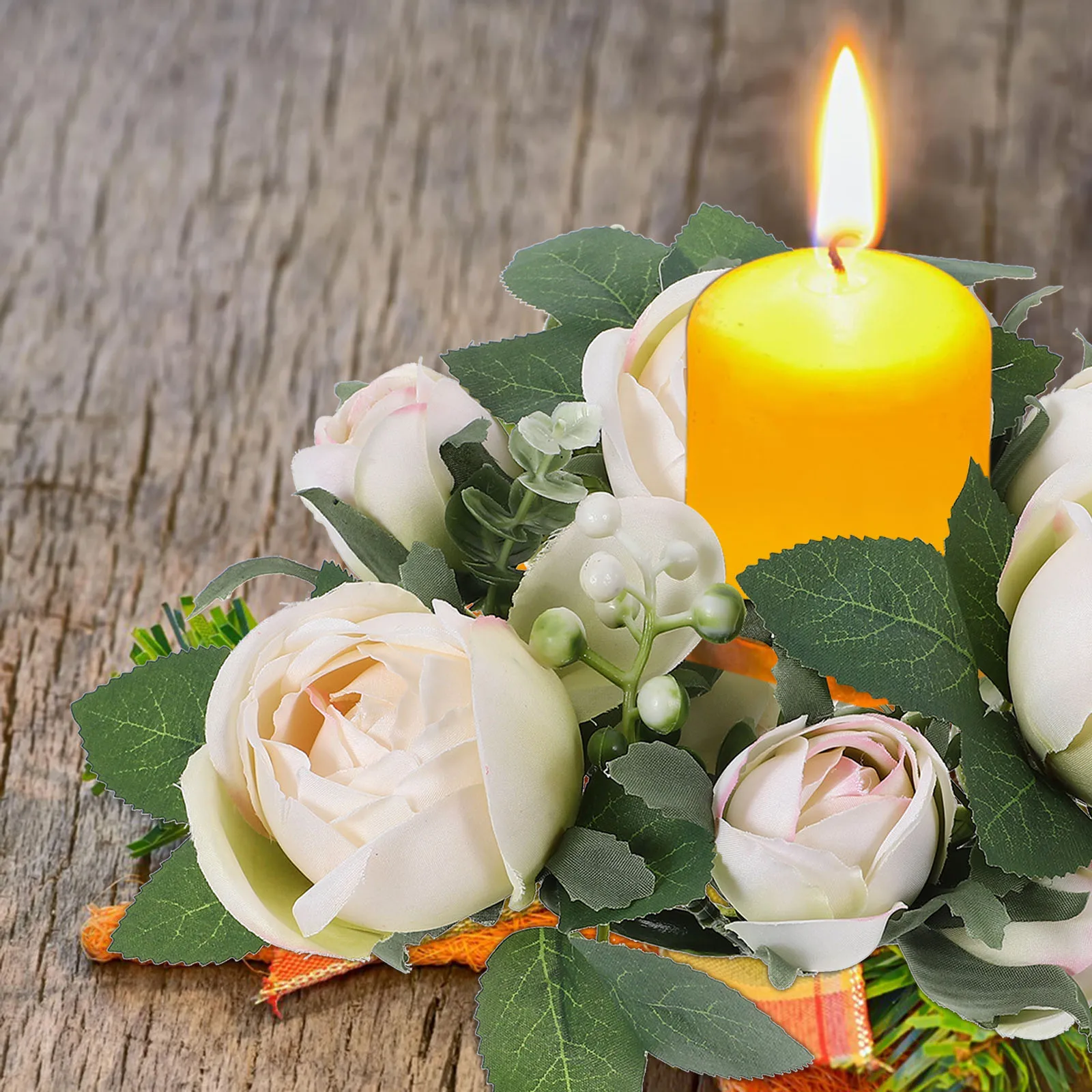 

Simulated White Coffee Wreath Silk Flower Valentine Table Party Decoration Artificial Leaf for Pillars