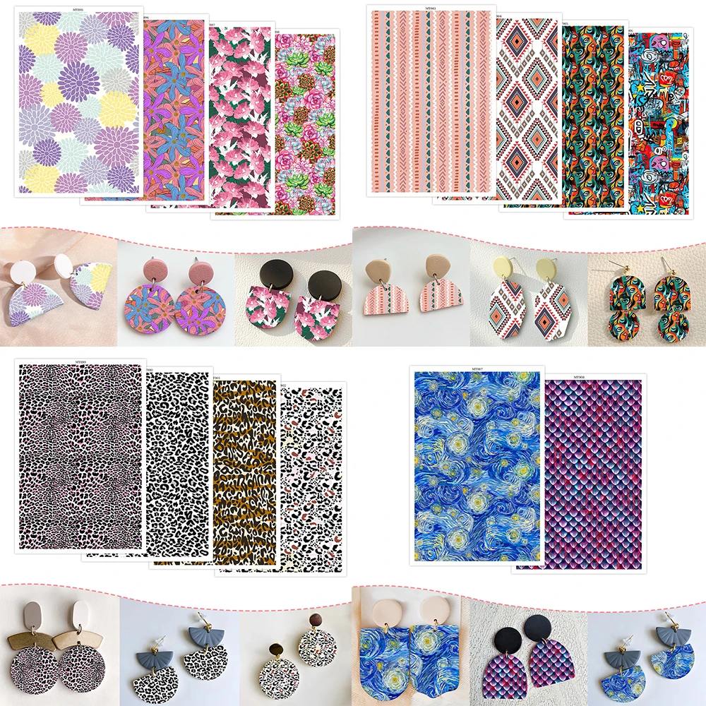 

Цветочный леопардовый узор, полимерная глина, акварельная бумага, керамика, серьги, ювелирные изделия, растворимые одноразовые наклейки, инструменты