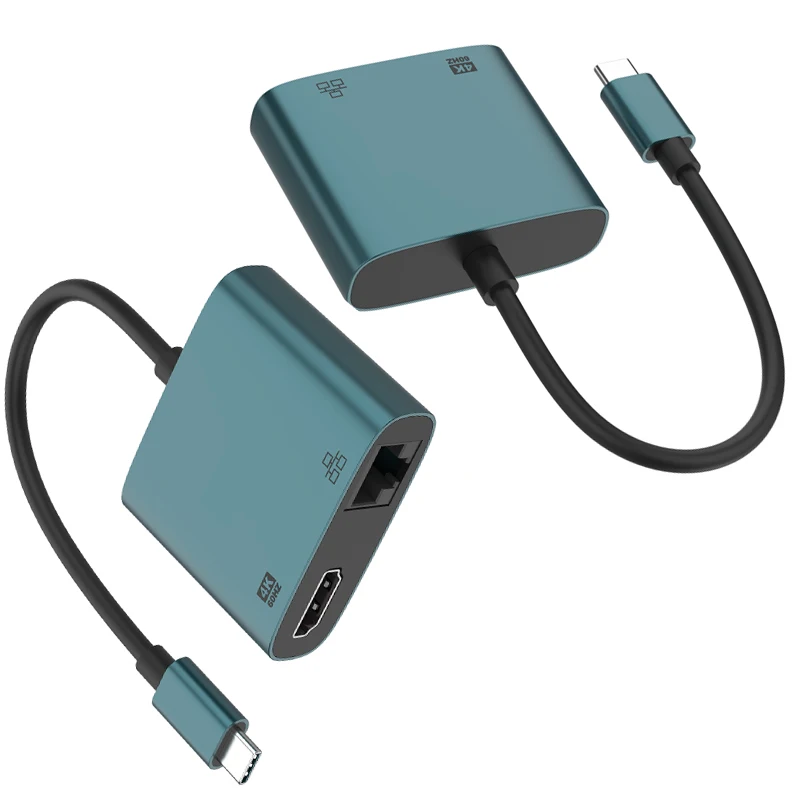 

Видеоадаптер VGA, совместимый с USB-C на HDMI, RJ45 (100 м), док-станция USB-C HUB, USB-видеоконвертер, кабель USB-VGA 4K при 60 Гц