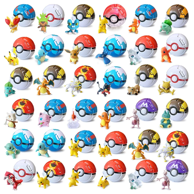 25 Styles Pokeball Figure Anime Figure Pokemon Elf Ball Toy Action Model Pikachu Mewtwo Charmander Kids Birthday Gifts Toys