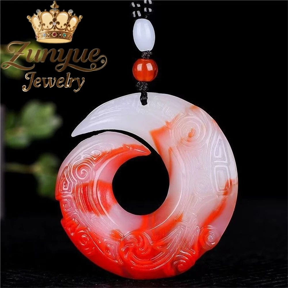 Natural Chicken Blood Jade Reincarnation Pendant One's Luck Changes for the Better Hetian Jade Pendant Exquisite Fashion Jewelry