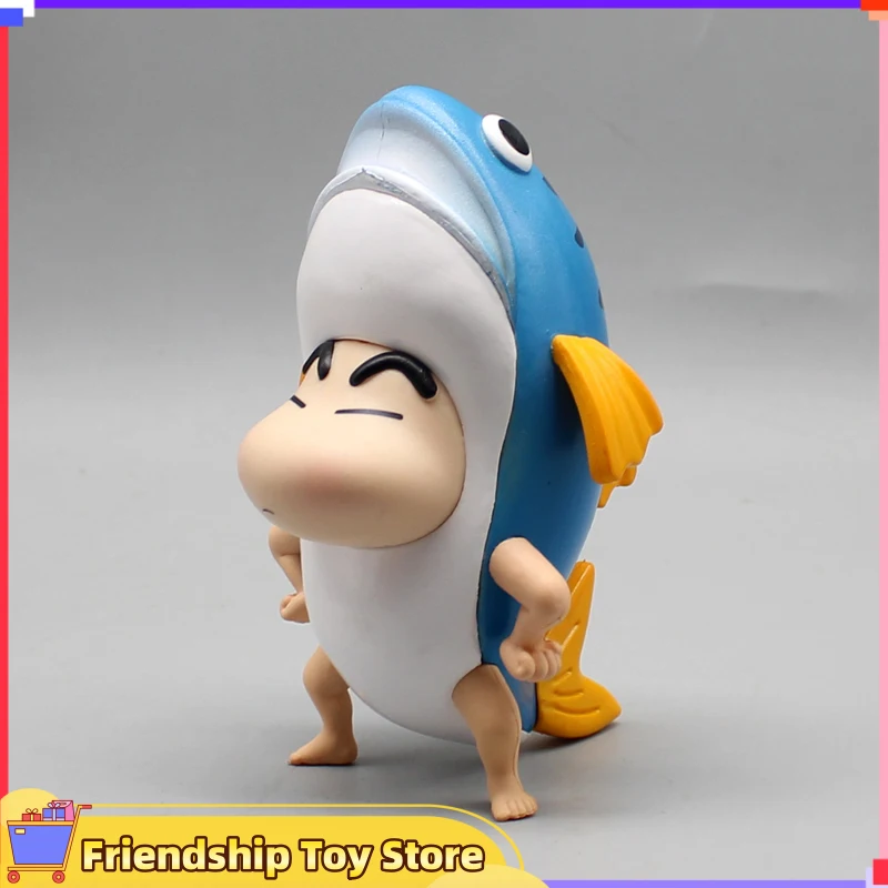 Gk Shark Suit Crayon Shin-Chan Periphery Cos Nohara Shinnosuke Cartoon Cute Doll Anime Desktop Model Ornament Toy Gift