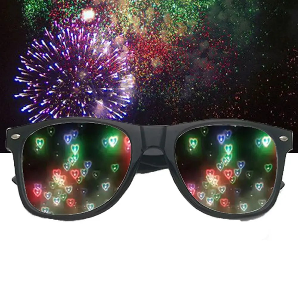 

Special Effects Plastic Square Frame Men Fashion Women Sunglasses Night PC Glasses Heart Effect Glasses Eyewear Accessories