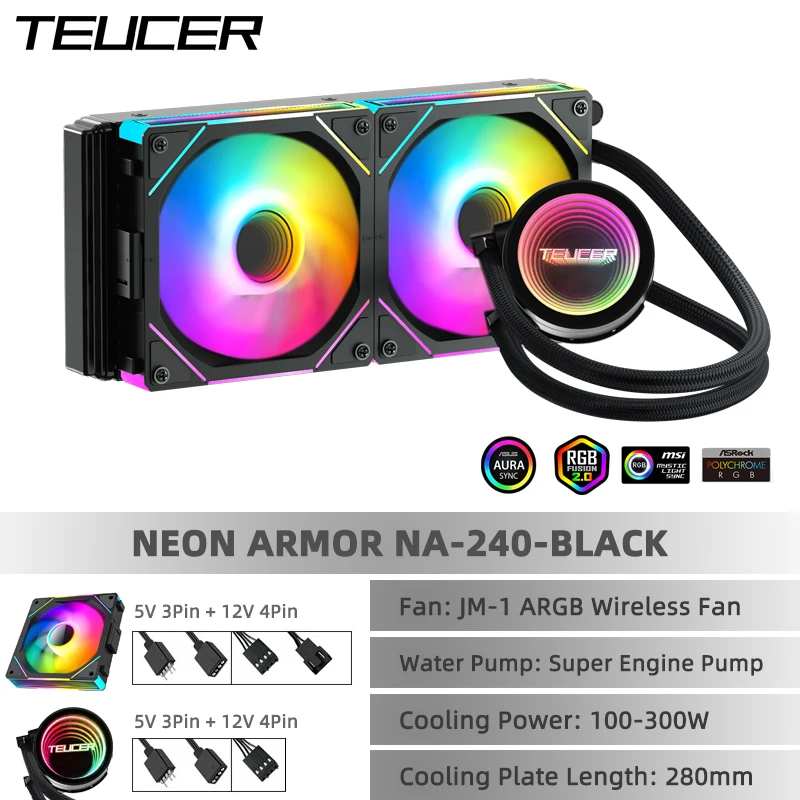 冷却ファン付きウォータークーラー,ラジエーター,液体冷却,TEUCER-CPU