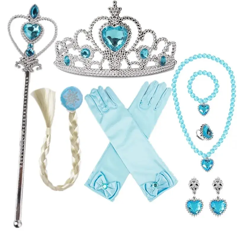 Elsa Baby Accessories Crown Magic Wand Gloves Hair Accessories Halloween Carnival Party Costume Cosplay Accessories