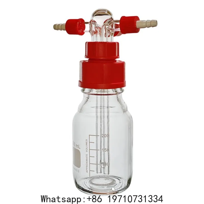 

Screw mouth wash bottle GL45 dual multi intake single exhaust wash bottle Wolf buffer bottle Glass safety sealed