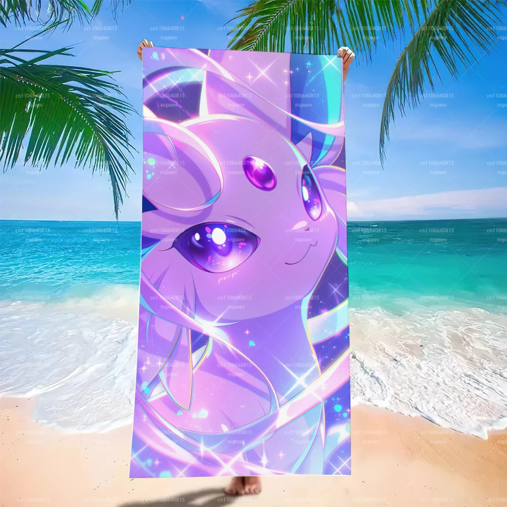 Espeon Pokemon Beach Towel, Sparkling Cosmic Design, Ultra Soft Lightweight Towel for Pool & Travel