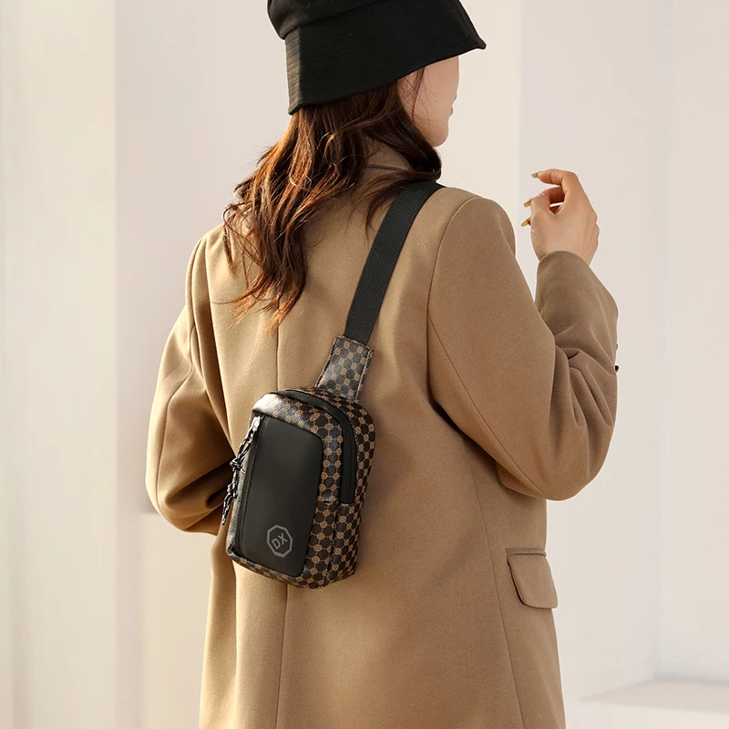 Casual Business Schulter Tasche für Männer PU Leder Umhängetasche Breiten Gurt Umhängetaschen Plaid Designer Männlichen Sling Taschen – Detail 18