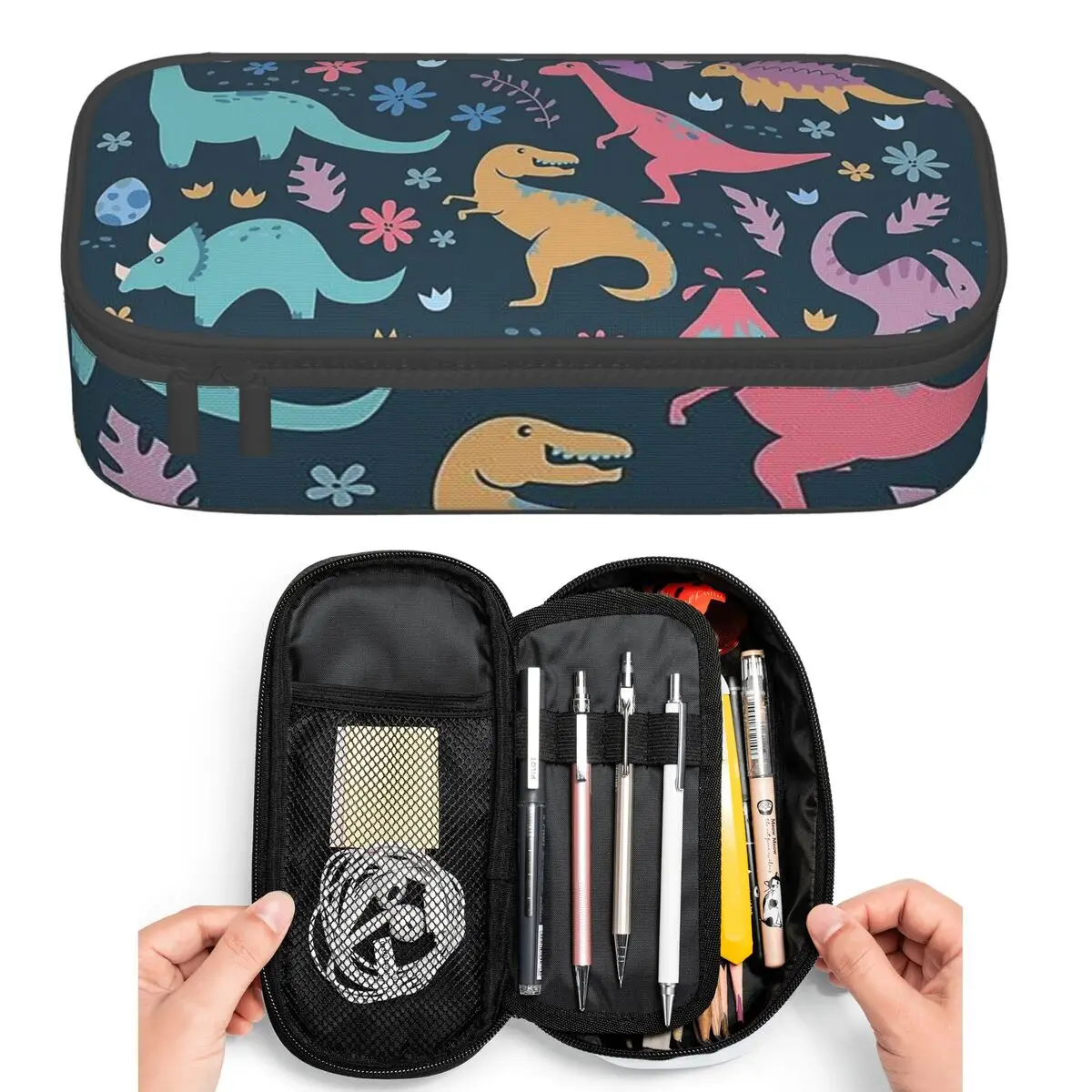 

Colorful Dinosaurs Pattern Cartoon Pencil Cases for Students Pen Box Pencil Bag Large Storage Pencil Pouch Pen Holder