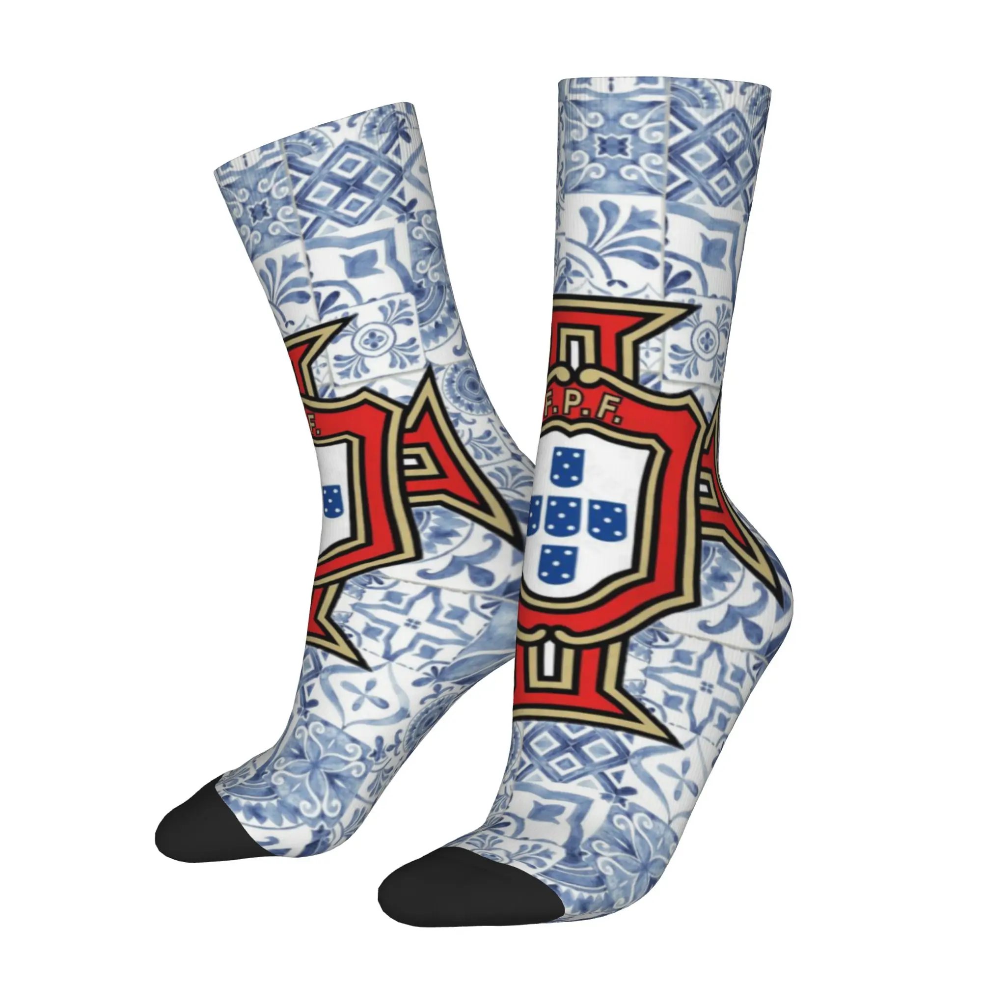 Happy Funny Portugal Retro Harajuku  Hip Hop Novelty Seamless Crew Sock Match Day Essentials
