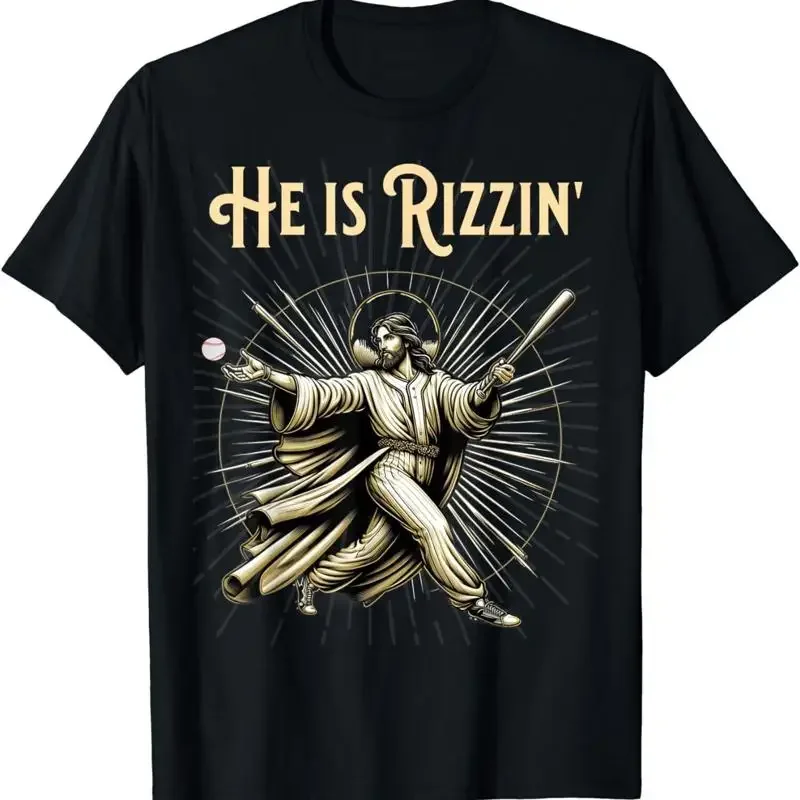 New Limited He Is Rizzin Jesus Playing Baseball T Shirt