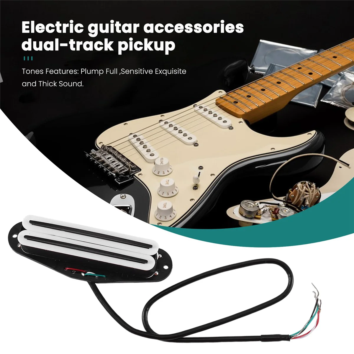 Hot Rail Pickups Double Track 11K Alnico5 Guitar Pickup Fit Fender Strat Squier Tele Electric Guitar, White