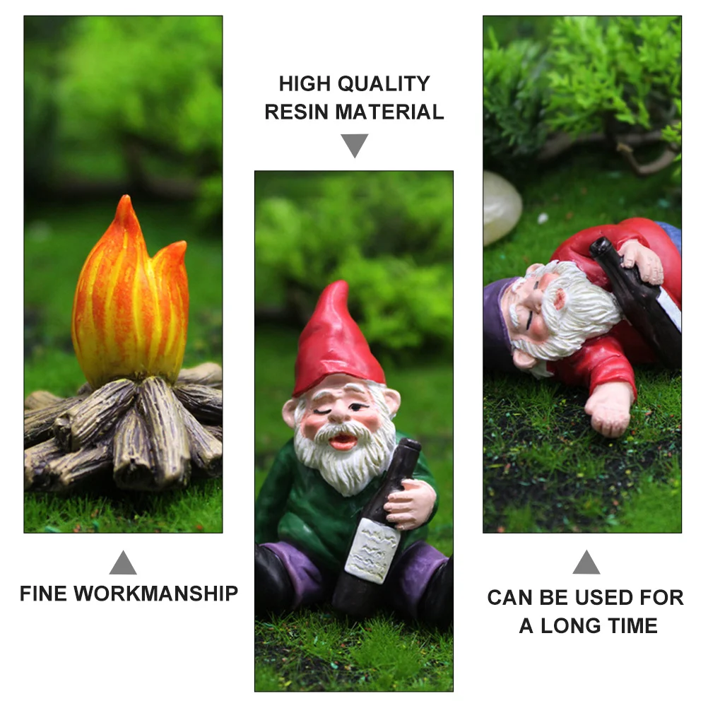

4Pcs Garden Dwarf Resin Statue Cartoon Mini Decoration Outdoor Indoor Unique Waterproof Garden Ornament Desktop Art