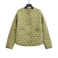 BM&MD&ZA2024 women's autumn and winter new heart-shaped quilted cotton jacket coat round neck warm and thick