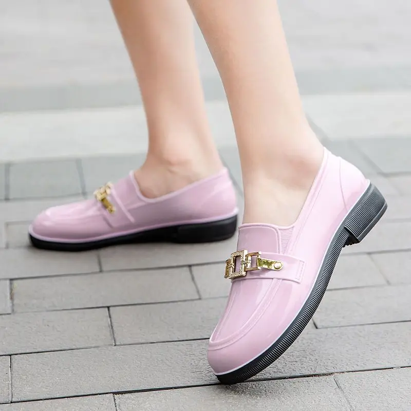 Women's Fashion Shallow Mouth Non-slip Rain Boots Summer Outdoor New Casual PVC Waterproof Boots Kitchen Work Shoes Size 36-40