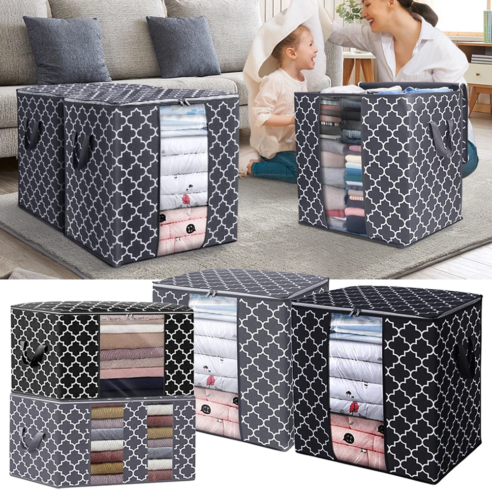 

Foldable Blanket Storage Bag Large Capacity Clothes Blanket Quilt Storage Bag Containers for Organizing Bedroom Closet Clothing