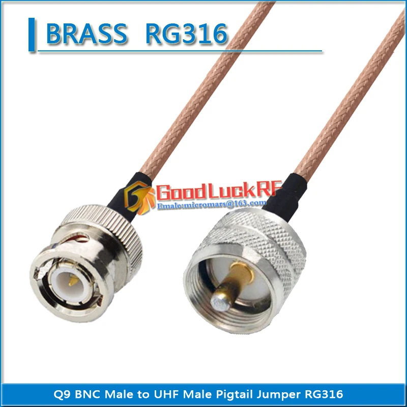 Q9 BNC Male to PL259 SO239 PL-259 SO-239 UHF Male Plug UHF - BNC RF Connector Pigtail Jumper RG316 extend Cable Low Loss