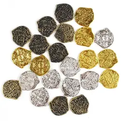 100PCS Gold Silver Halloween Pirate Treasure Coins Festival Ornament 3.7*3.5cm Toy Coins Party Supplies Photo Props