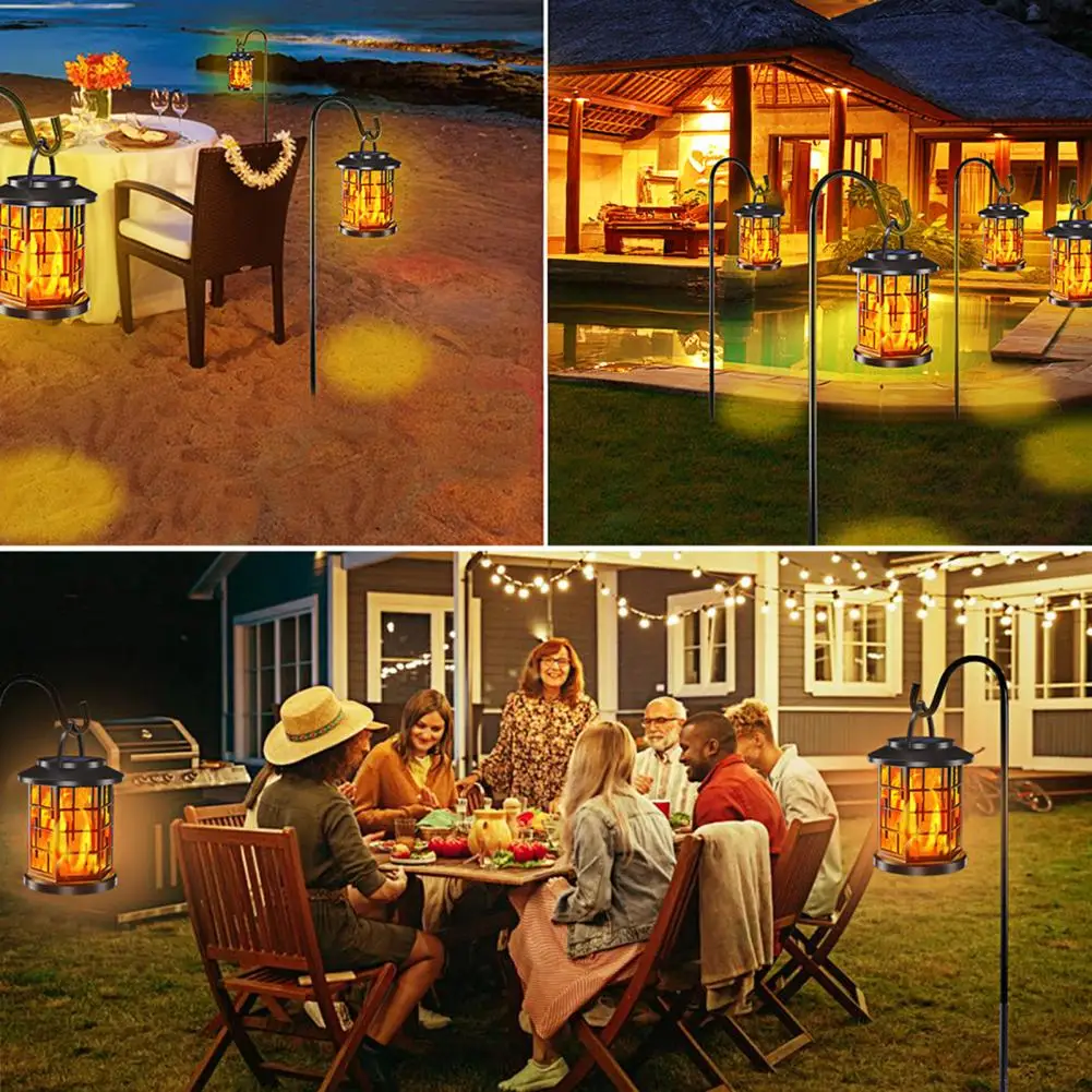 Solar Flame Light Waterproof Solar Flame Light Outdoor Solar Flame Lanterns Waterproof Hanging Lights with Flickering for Garden