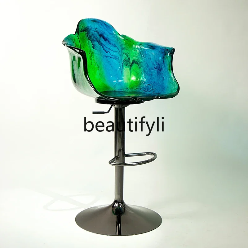 

Italian resin petal chair transparent resin chair creative high-end lifting backrest dining chair