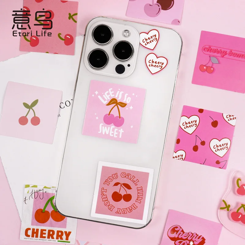 Etori Life 46Sheets Cherry Bomb Children Sticker Student Stationery Sticker Notebook Hand Account Sticker Mobile Phone Sticker