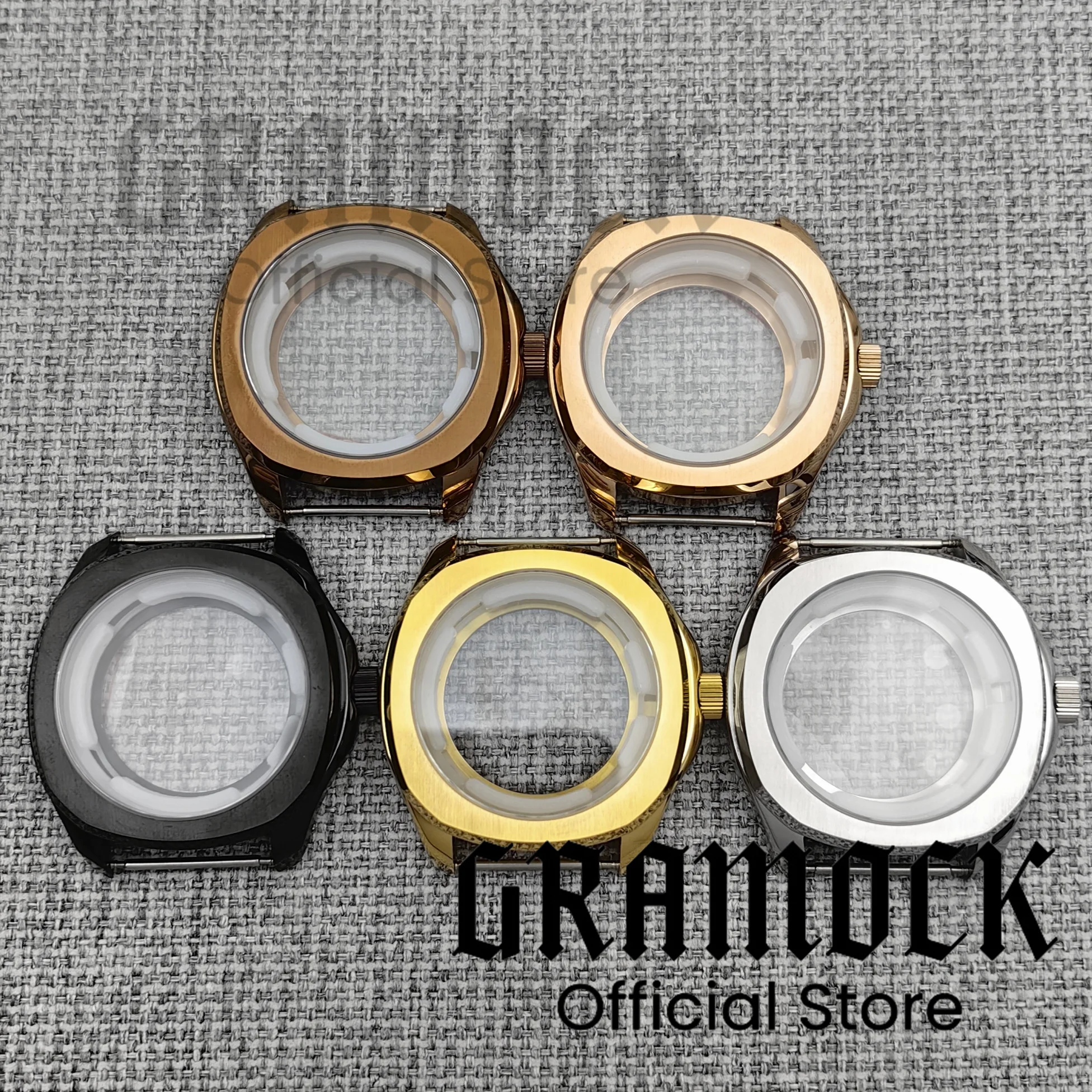 GRAMOCK 41MM Bronze Silver Rose Gold Sapphire Glass Dive Square Watch Case Fit NH34 NH35 NH36 ETA2824 PT5000 Miyota8215 Movement