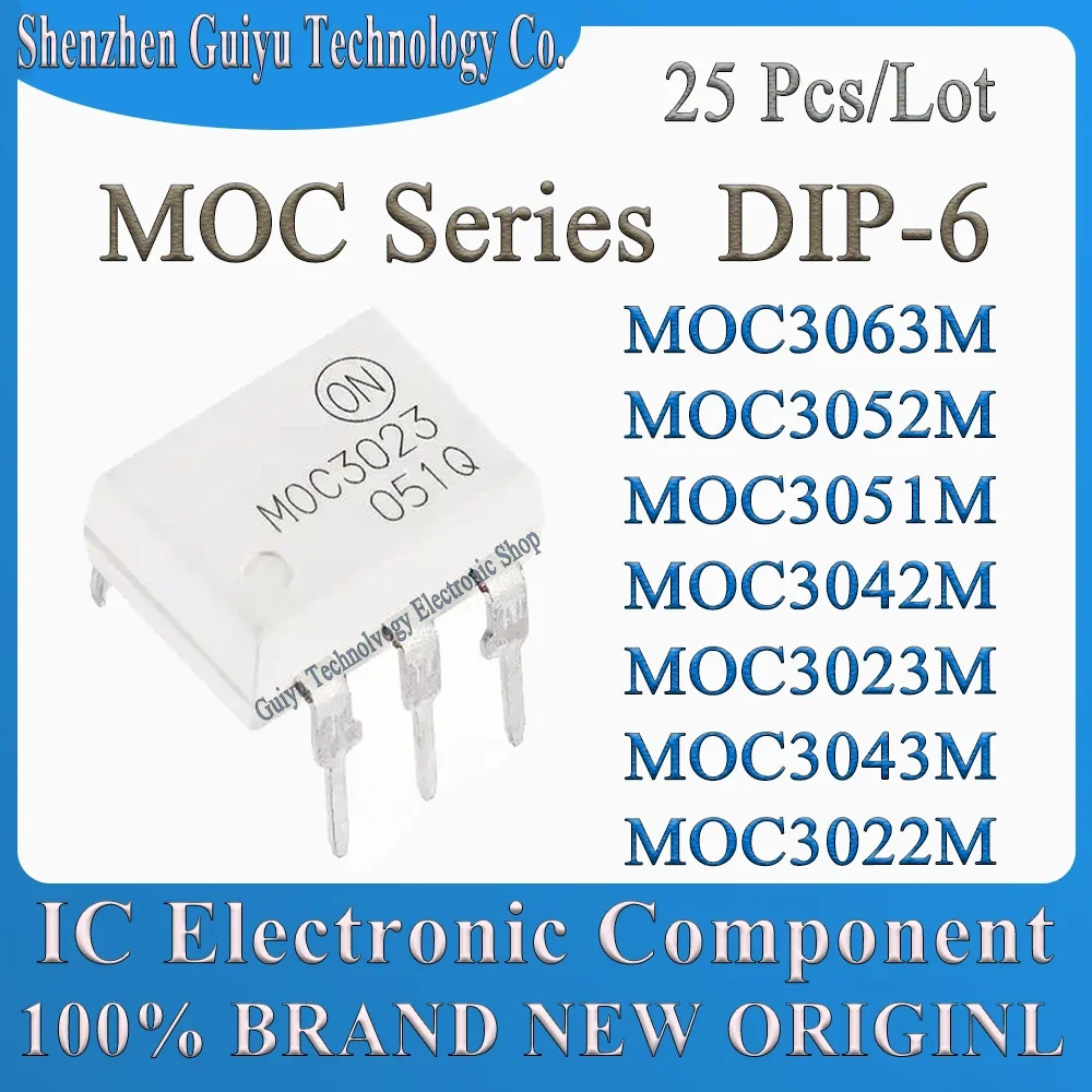 

25 Pcs/Lot MOC3022M MOC3043M MOC3023M MOC3042M MOC3051M MOC3052M MOC3063M MOC3022 MOC3043 MOC3023 MOC3042 MOC30 MOC DIP6 IC Chip