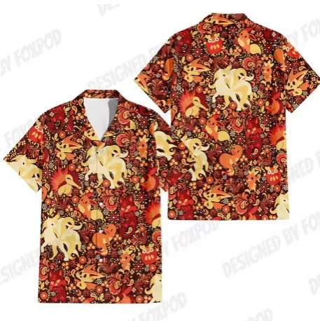 เสื้อฮาวายสีเหลืองสำหรับผู้ชายใหม่เสื้ออโลฮะแขนสั้นสุดสร้างสรรค์เสื้อภาพวาดทิวทัศน์จีนสำหรับฤดูร้อนขนาดใหญ่พิเศษ